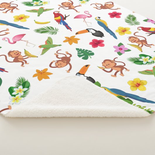 Kute apen en bananen in het Oerwoud Pattern Sherpa Deken (3/4)