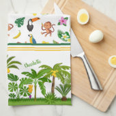 Kute apen en bananen in het Oerwoud Pattern Theedoek (Quarter Fold)