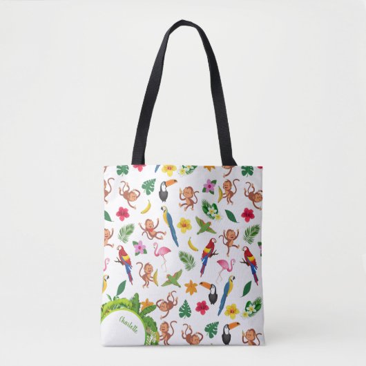 Kute apen en bananen in het Oerwoud Pattern Tote Bag (Voorkant)
