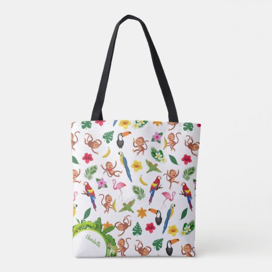Kute apen en bananen in het Oerwoud Pattern Tote Bag (Achterkant)