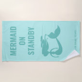 Kute aquablue mermaid strand dowel met aangepaste  strandlaken (Voorkant)