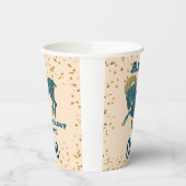 Kute Aries First Birthday & Gold Confetti Papieren Bekers (Links)
