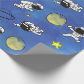 Kute astronaut buitenruimtester cadeaupapier (Hoek)