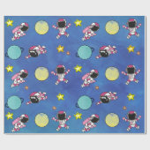 Kute astronaut buitenruimtester cadeaupapier (Vlak)