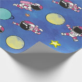 Kute astronaut buitenruimtester cadeaupapier (Hoek)