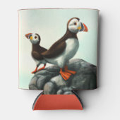 Kute Atlantic Puffins Seabirds on the Rocks Blikjeskoeler (Voorkant)