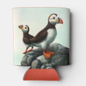 Kute Atlantic Puffins Seabirds on the Rocks Blikjeskoeler (Achterkant)