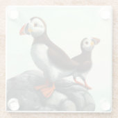 Kute Atlantic Puffins Seabirds on the Rocks Glazen Onderzetter (Achterkant)