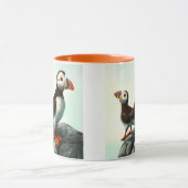 Kute Atlantic Puffins Seabirds on the Rocks Mok (Midden)