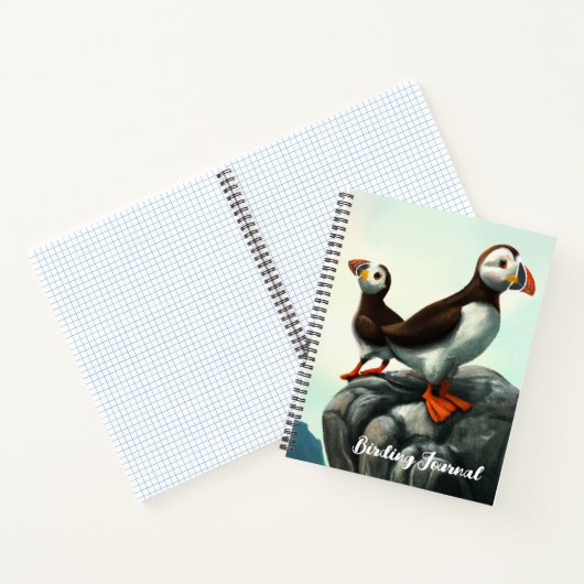 Kute Atlantic Puffins Seabirds on the Rocks Notitieboek (Binnen)