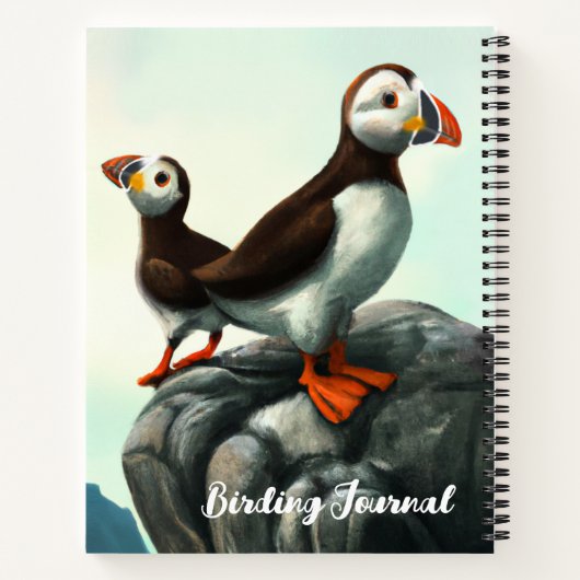 Kute Atlantic Puffins Seabirds on the Rocks Notitieboek (Achterkant)