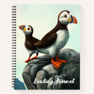 Kute Atlantic Puffins Seabirds on the Rocks Notitieboek