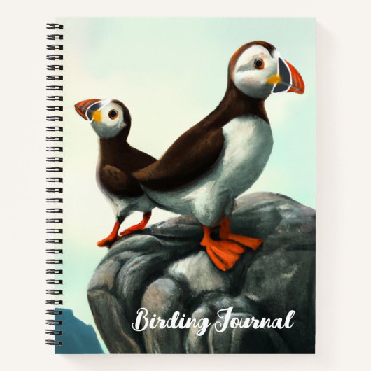 Kute Atlantic Puffins Seabirds on the Rocks Notitieboek (Voorkant)