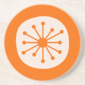 Kute Atomic Age Mid Century Atomic Dot Sinaasappel Zandsteen Onderzetter (Voorkant)