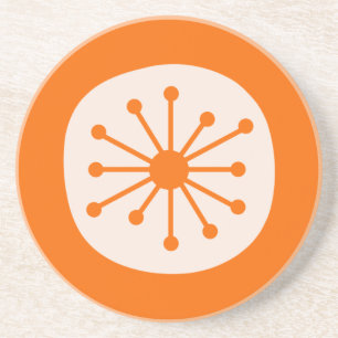 Kute Atomic Age Mid Century Atomic Dot Sinaasappel Zandsteen Onderzetter