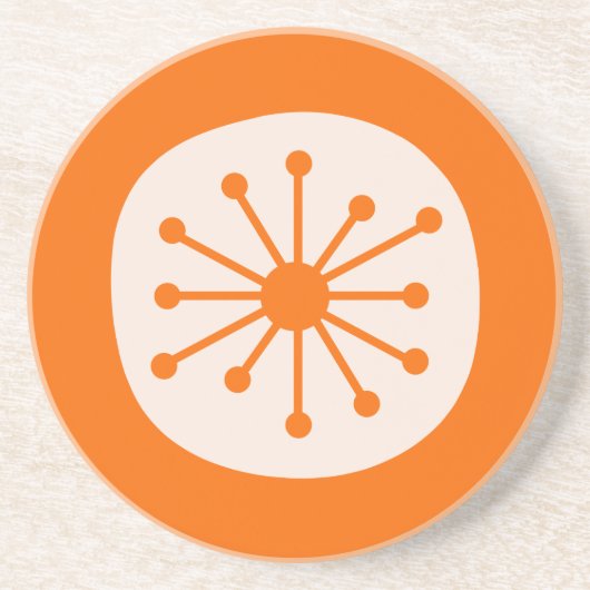 Kute Atomic Age Mid Century Atomic Dot Sinaasappel Zandsteen Onderzetter (Voorkant)
