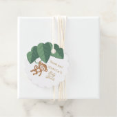 Kute baby aap die van de wijnstok hangt bedankjes labels (In situ)