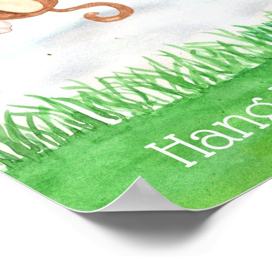 Kute Baby aap hangt daar in het citaatmenu Poster (Hoek)