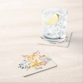 Kute Baby Animals Aangepaste naam Genderneutraal Kartonnen Onderzetters (Insitu)