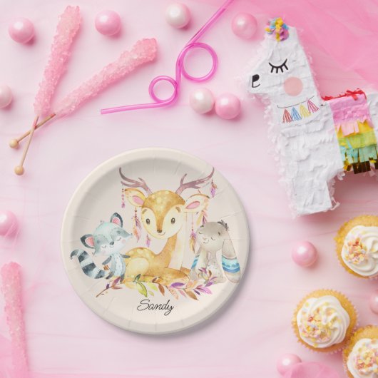 Kute Baby Animals Aangepaste naam Genderneutraal Papieren Bordje (Feest)