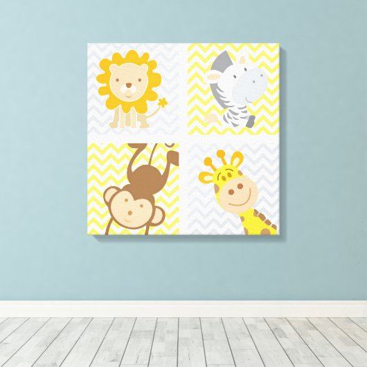 Kute Baby Animals Canvas Afdruk (Insitu (Houten vloer))