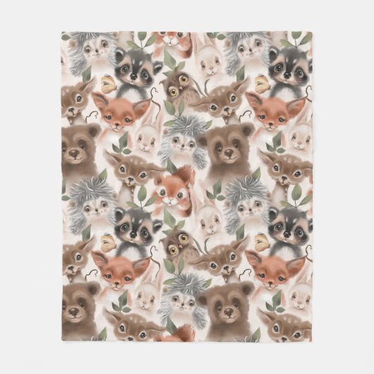 Kute Baby Animals Fleece Deken (Voorkant)