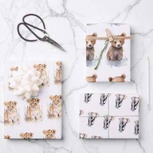 Kute Baby Animals Inpakpapier Vel (Voorkant)