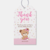Kute Baby Beer Dank u Label (Roze) Cadeaulabel (Voorkant)