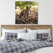 Kute Baby Beer in Bossen Canvas Afdruk (Insitu (Slaapkamer))