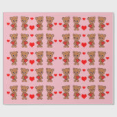 Kute baby beer met hart cadeaupapier (Vlak)