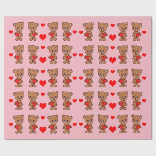 Kute baby beer met hart cadeaupapier (Vlak)