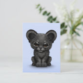 Kute Baby Black Panther Cub op Blue Briefkaart (Staand voorkant)