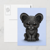 Kute Baby Black Panther Cub op Blue Briefkaart (Voorkant / Achterkant)