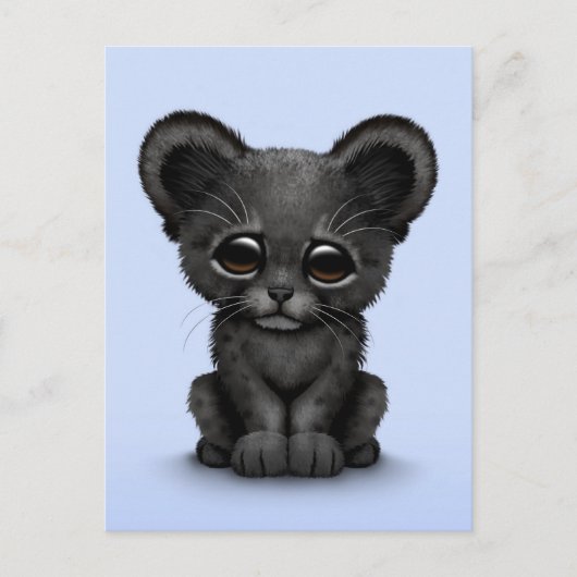 Kute Baby Black Panther Cub op Blue Briefkaart (Voorkant)