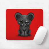 Kute Baby Black Panther Cub op Red Muismat (Met muis)