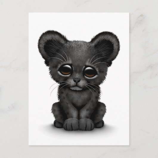 Kute Baby Black Panther Cub op White Briefkaart (Voorkant)