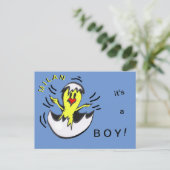 Kute Baby BOY Chick Cartoon Cust. Briefkaart (Staand voorkant)