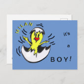 Kute Baby BOY Chick Cartoon Cust. Briefkaart (Voorkant / Achterkant)