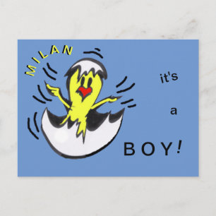 Kute Baby BOY Chick Cartoon Cust. Briefkaart