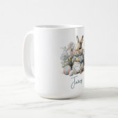 Kute Baby Bunny Spring Flowers Paast Koffiemok (Voorkant links)