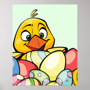 Kute Baby Chick en Paaseieren Poster
