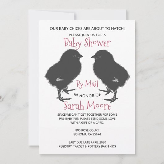 Kute Baby Chicken Twins Baby shower by Mail Kaart (Voorkant)