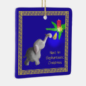 Kute Baby Elephant Licht een kaarskerst aan Keramisch Ornament (Rechts)