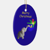 Kute Baby Elephant Licht een kaarskerst aan Keramisch Ornament (Rechts)