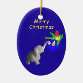 Kute Baby Elephant Licht een kaarskerst aan Keramisch Ornament