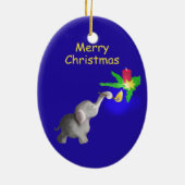 Kute Baby Elephant Licht een kaarskerst aan Keramisch Ornament (Achterkant)