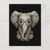 Kute Baby Elephant met leesbril Black Briefkaart (Voorkant)