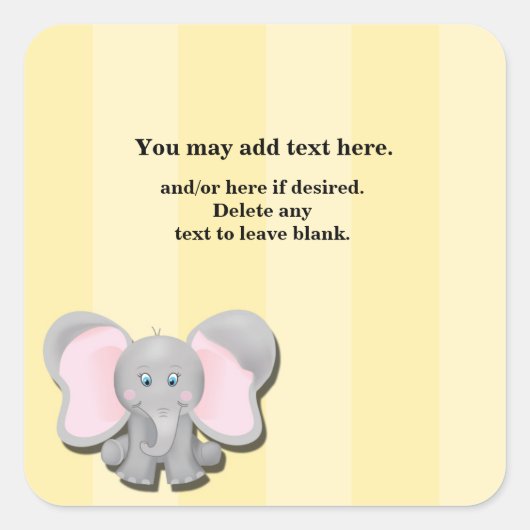 Kute Baby Elephant Shower Birthday Party Sticker (Voorkant)