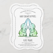 Kute Baby Elephant Twins Baby shower by Mail Kaart (Voorkant / Achterkant)