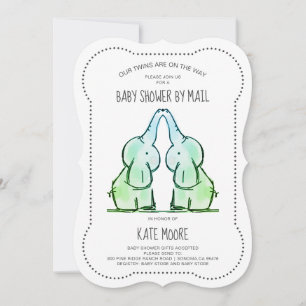 Kute Baby Elephant Twins Baby shower by Mail Kaart